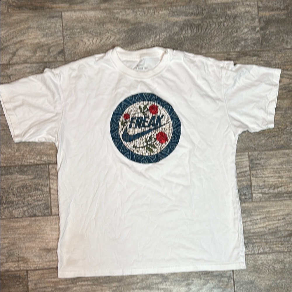 Nike White Tee with Blue and Red Graphic